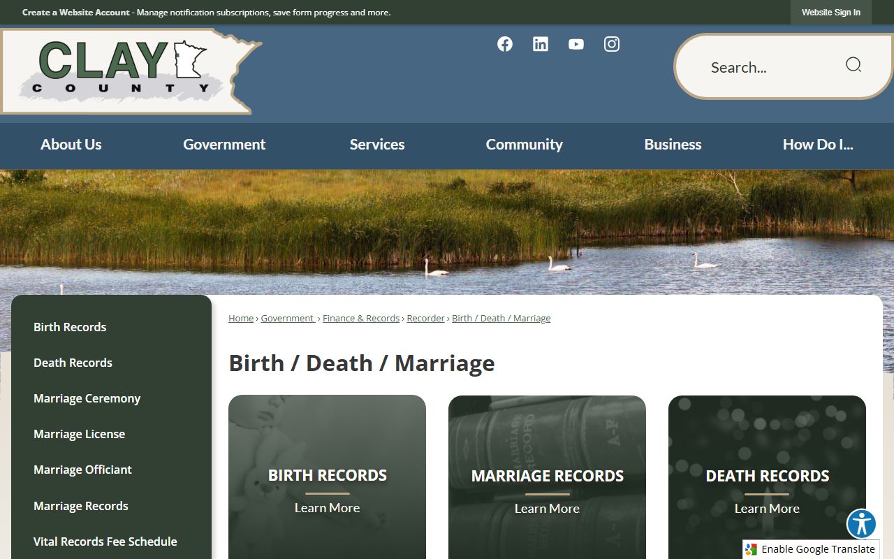 Clay County court records birth death and marriage records distinction