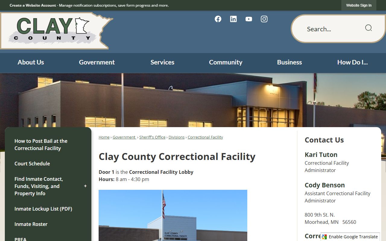 Clay County arrest records Correctional Facility page