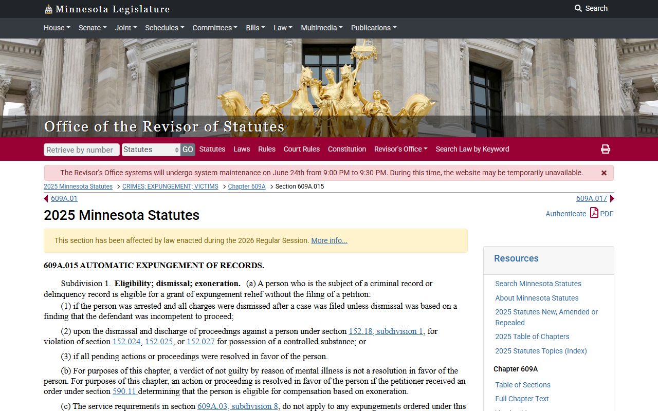 Clay County arrest records automatic expungement eligibility statute