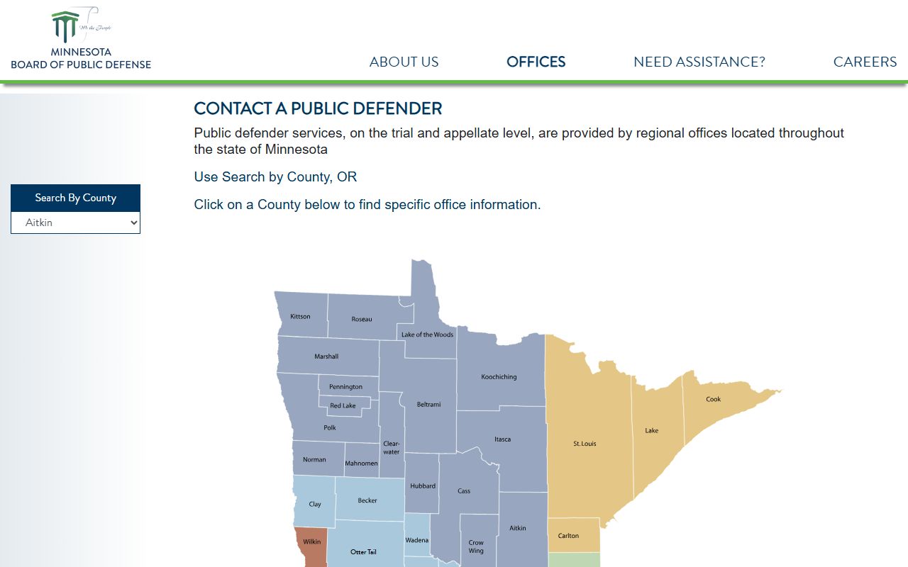 Clay County criminal court records Minnesota Board of Public Defense office locator