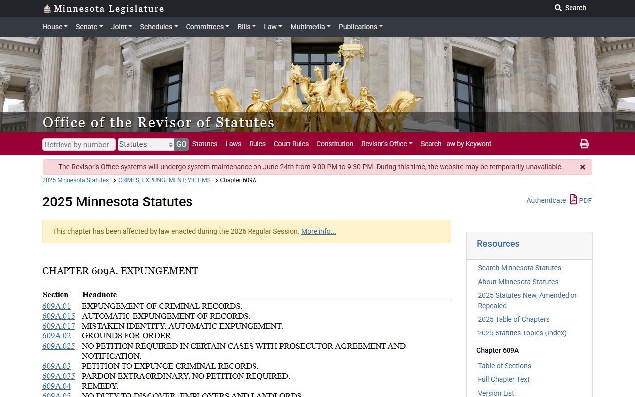 Clay County criminal court records Minnesota expungement chapter