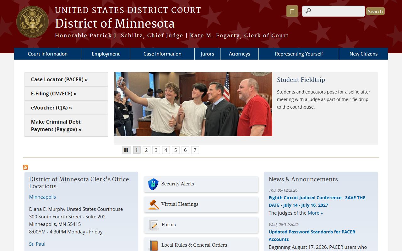 Clay County District Court records and federal District of Minnesota distinction