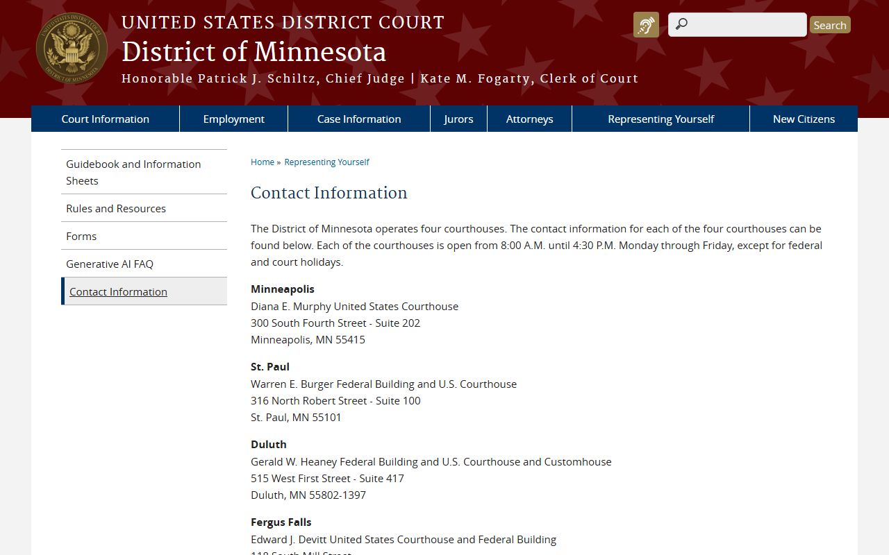 Clay County District Court records and federal courthouse contacts