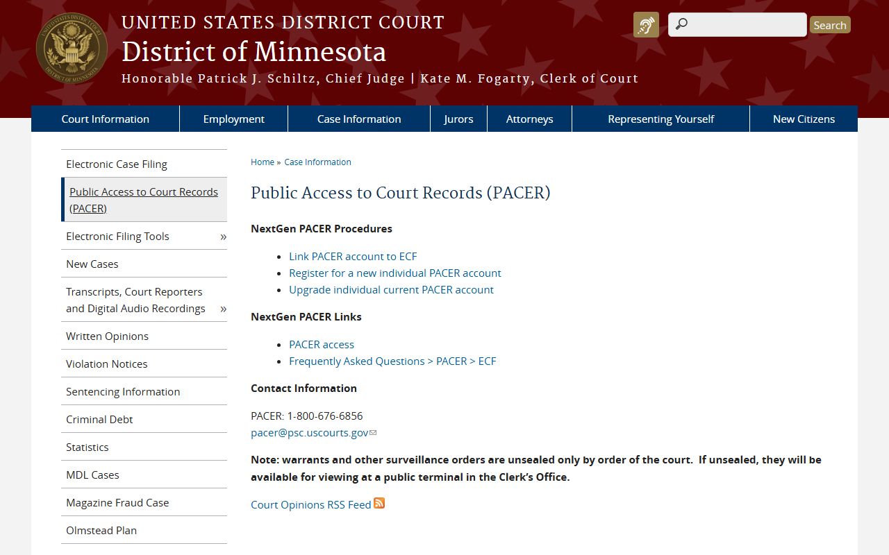 Clay County District Court records and federal PACER distinction