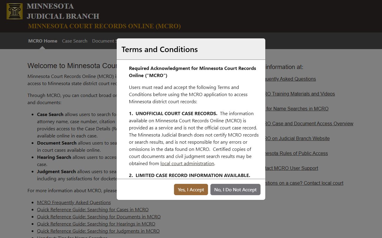 Clay County court records MCRO public access home page