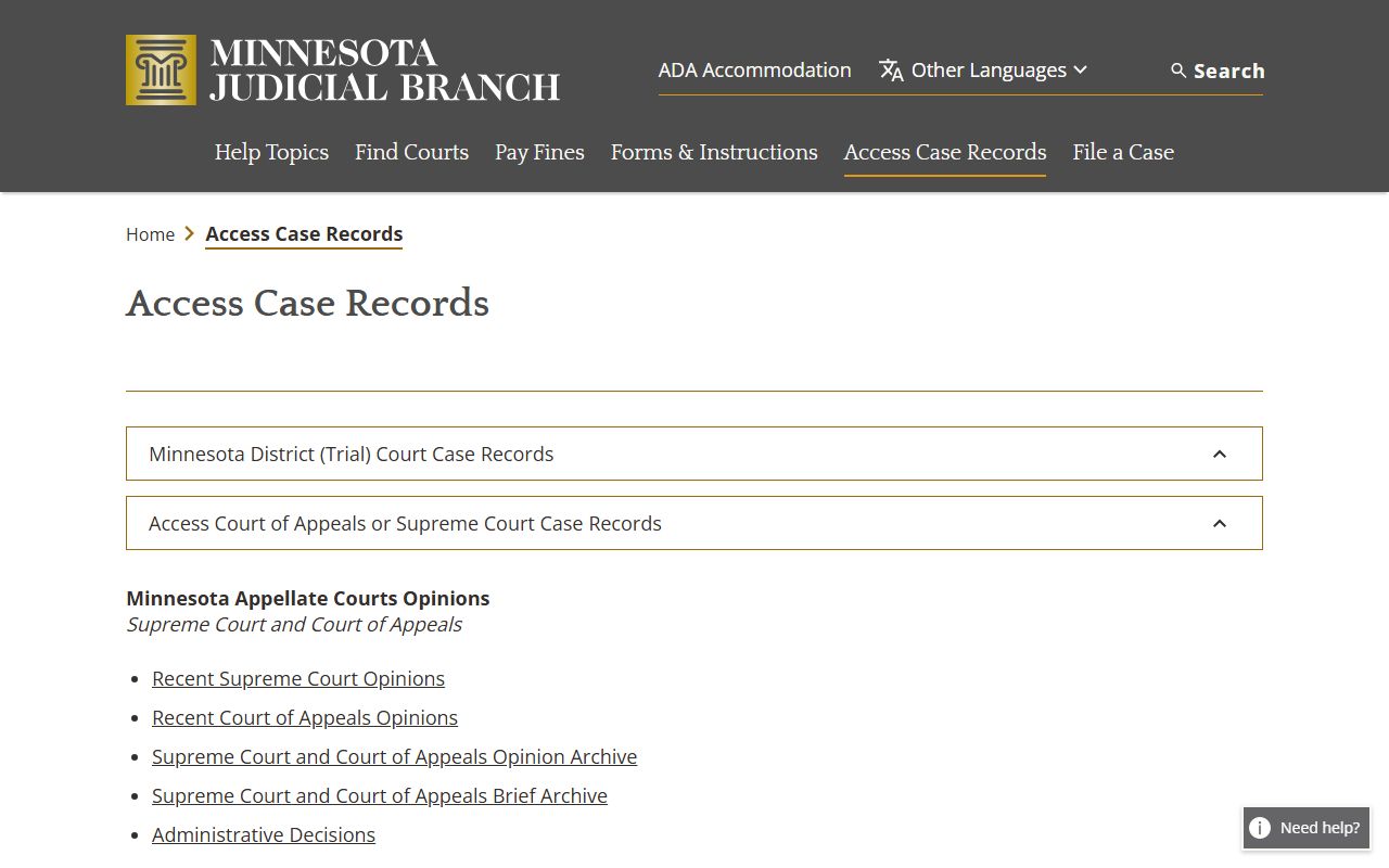 Clay County court records access case records page