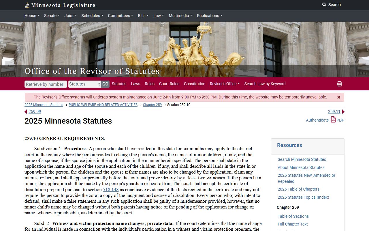 Clay County marriage records Minnesota name change statute