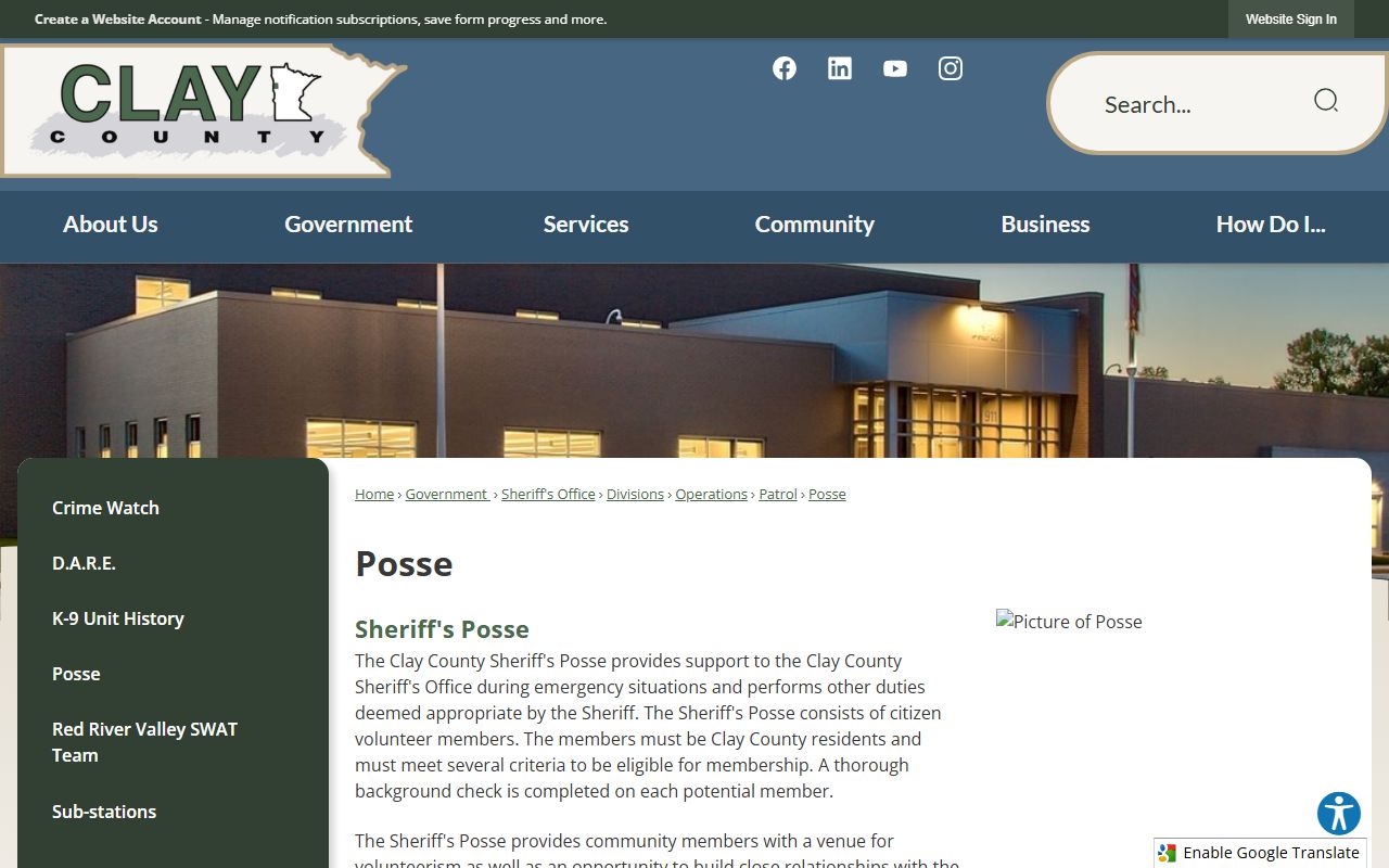 Clay County warrant records sheriff posse public safety information