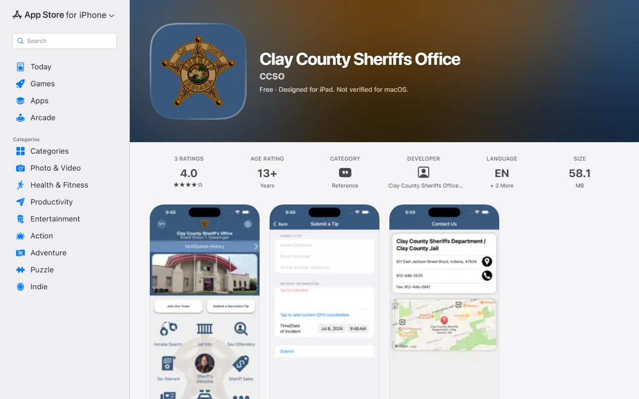Clay County warrant records sheriff mobile app information
